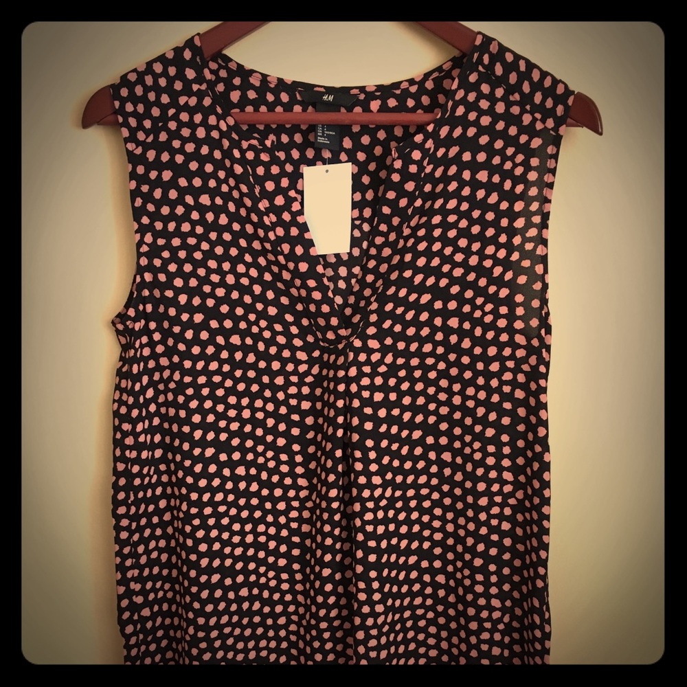 Black and pink polka dot blouse
